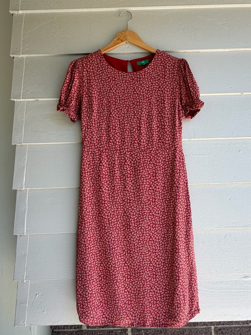 dip Red Mini Dress with Puff Sleeves